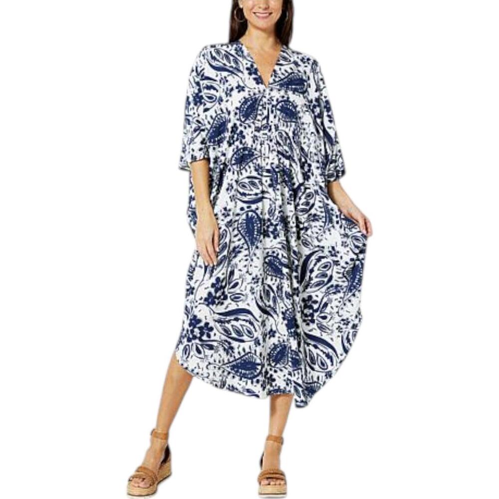 everydayJONES by Madeline Jones Paisley Print Caftan Deep Sea Combo - Regular